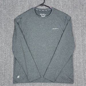 Eddie Bauer Shirt Mens Large Gray Fleece Sweatshirt Pullover Sweater Free Dry